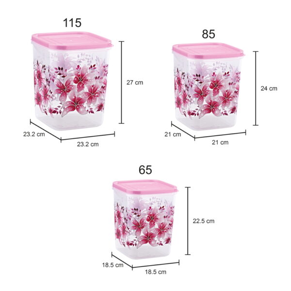 Joyo Kitchen Classic Square Container - Pink: 3 Containers