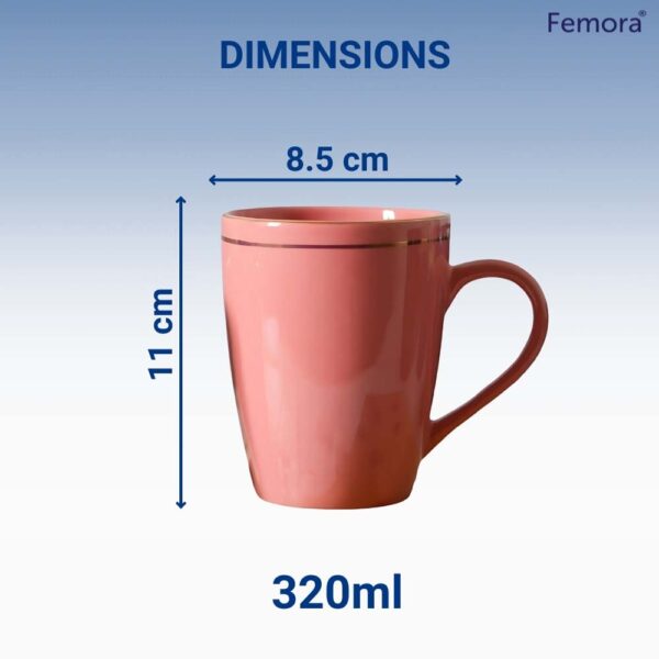 Femora Gold Series Ceramic Coffee Mug (Peach) - 320 ml